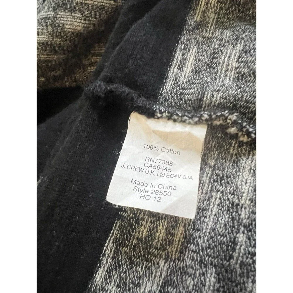 J.CREW Striped Knit Shift Dress S Black Gray Preppy Academia 100% Cotton EUC